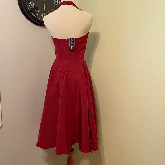 Trashy Diva Lena Ribbed Rayon Crimson siz 02 NWT Black beading halter neck - Picture 6 of 10